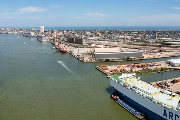Aerial view of a canal.