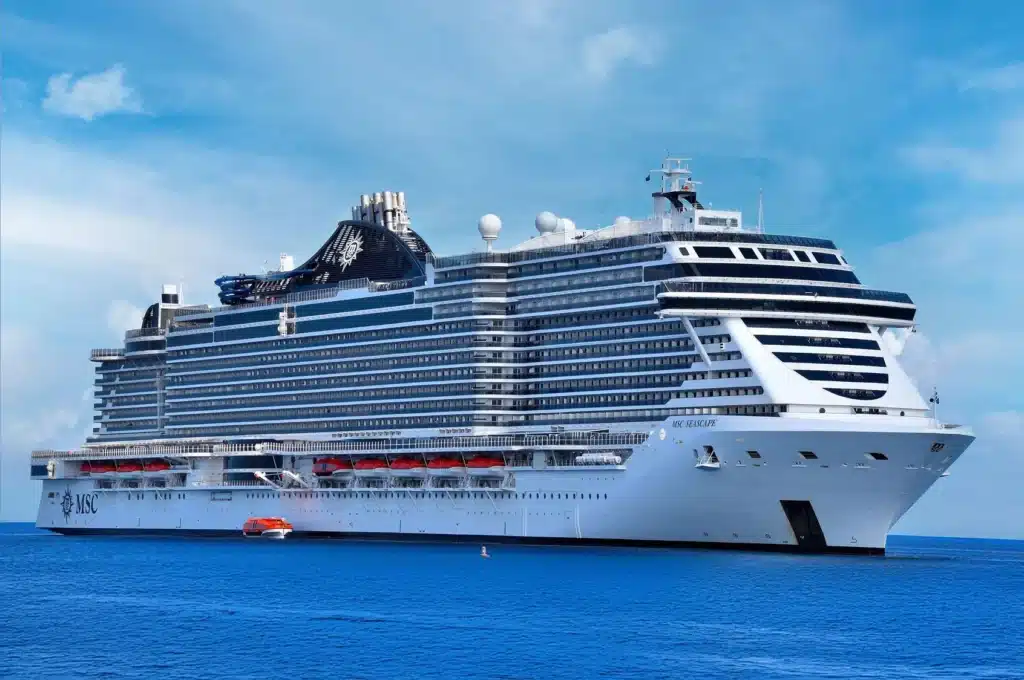 Picture of the MSC Seascape cruise ship at sea.